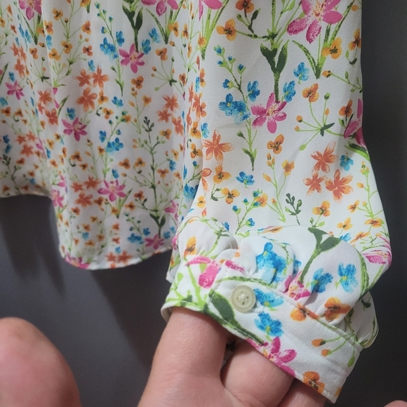 Gap Multi Colored Floral Print Long Sleeve Top XS - Picture 4 of 6